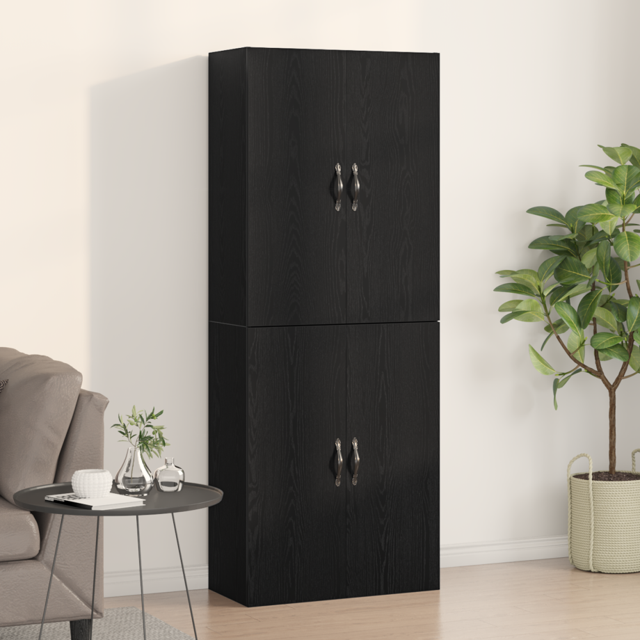 vidaXL Kasten 2 st 69,5x34x180 cm bewerkt hout zwart eikenkleurig afbeelding 1