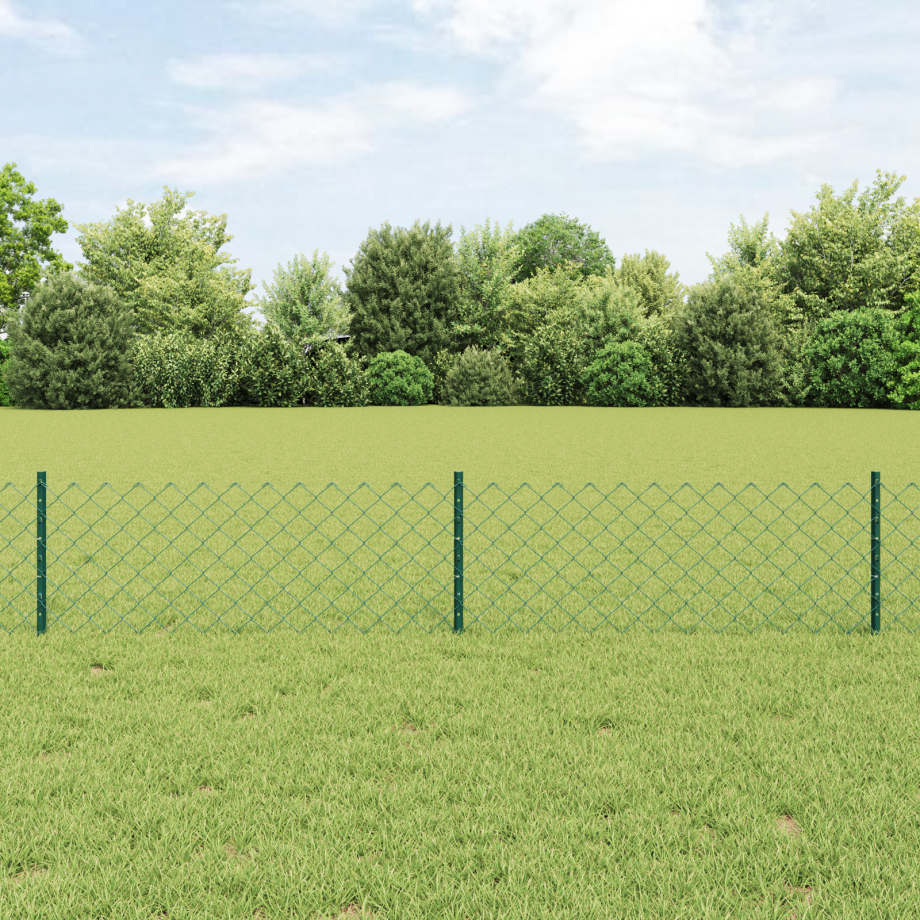vidaXL Kettinglinkomheining met 10 U Posts Groen 0.4x10 m Staal afbeelding 1