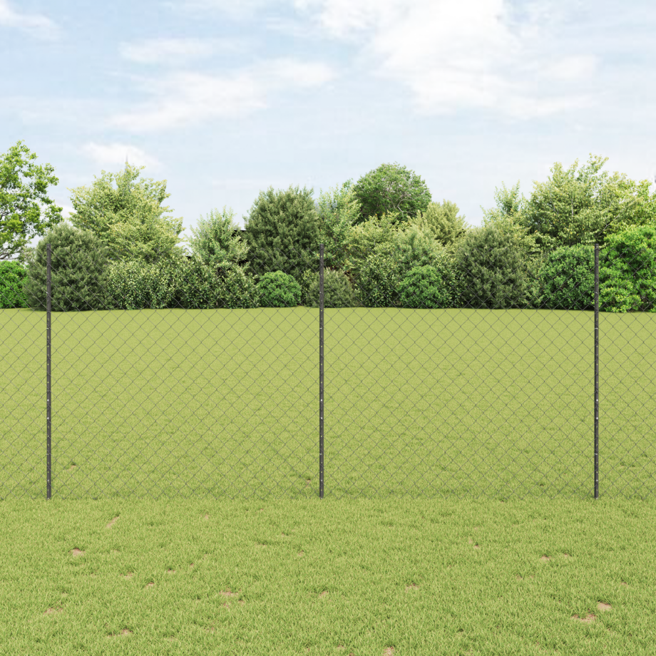 vidaXL Kettinglinkomheining met 20 U Palen Grijs 1.4x10 m Staal afbeelding 1