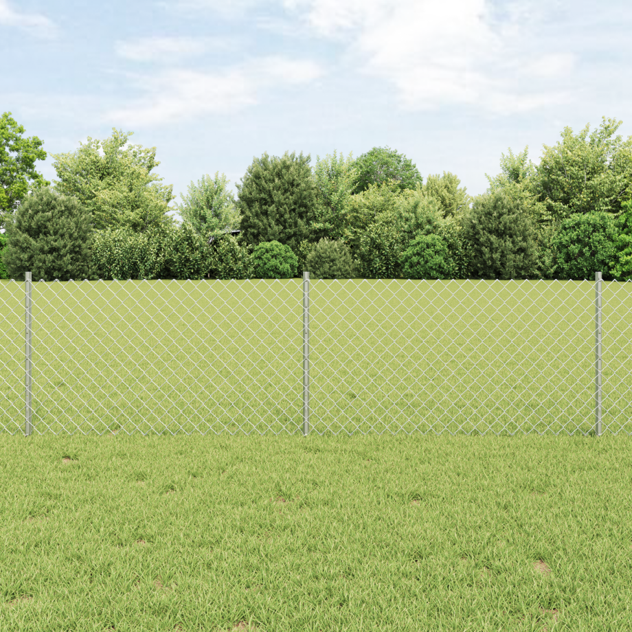 vidaXL Kettingschommelhek met 22 U-palen Zilver 0,6x25 m Staal afbeelding 1