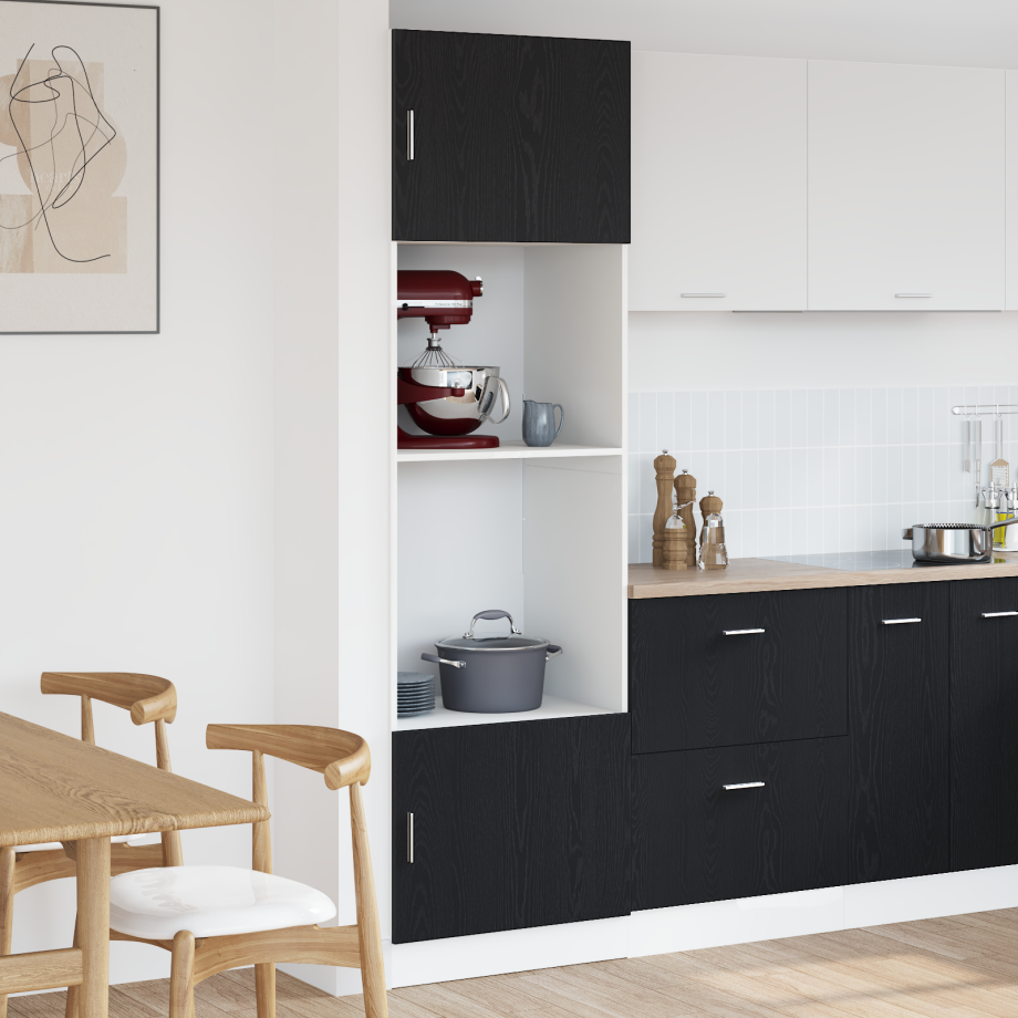 vidaXL Hangkast met plank Zwart Eiken 60 x 57 x 207 cm Bewerkt hout afbeelding 1