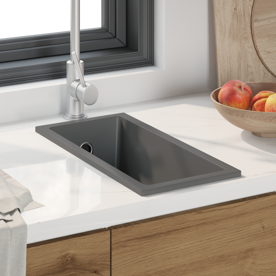 vidaXL Keukenwasbak Grijs 21 x 44 x 14 cm Graniet afbeelding 1