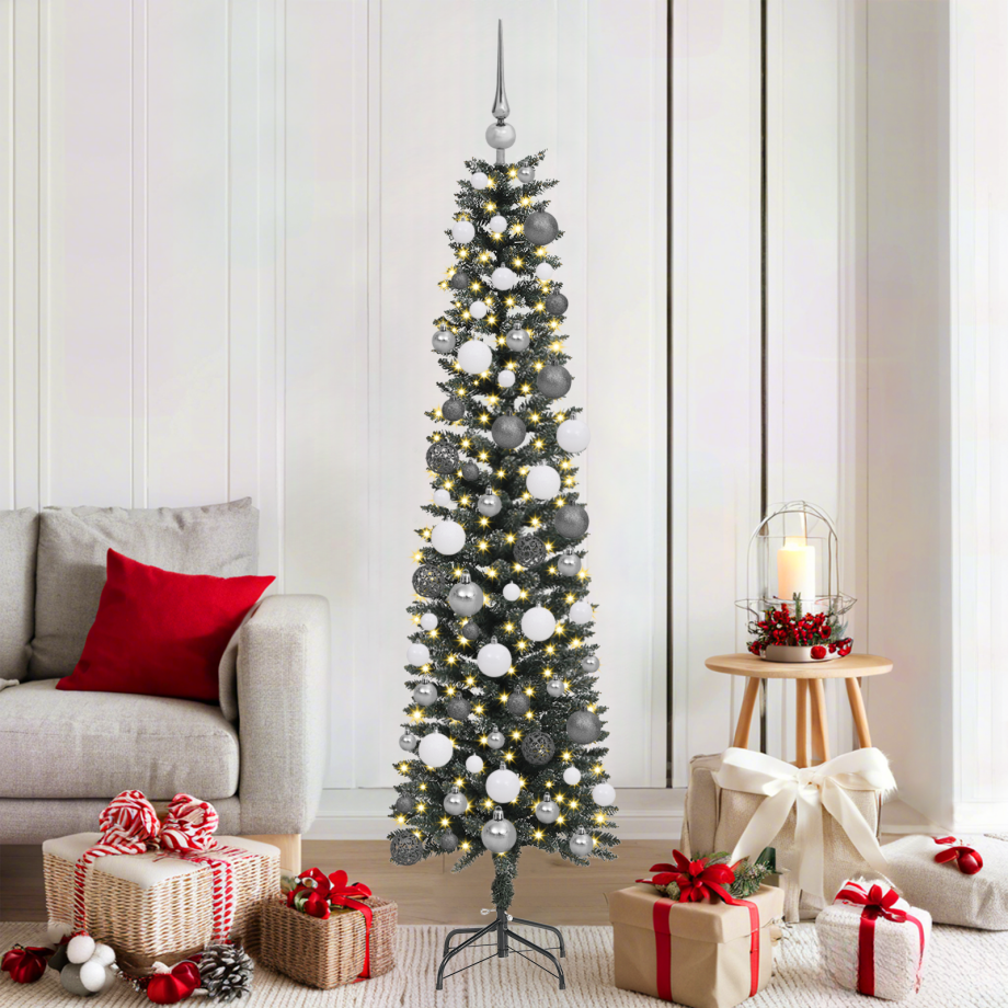 vidaXL Kunstkerstboom met decoratieve touwlichten Groen 180 cm PVC afbeelding 1