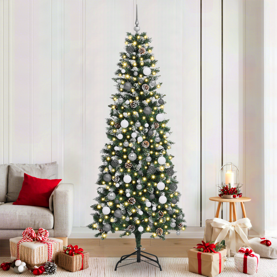 vidaXL Kunstkerstboom met decoratieve touwlichten Groen 210 cm PVC afbeelding 1