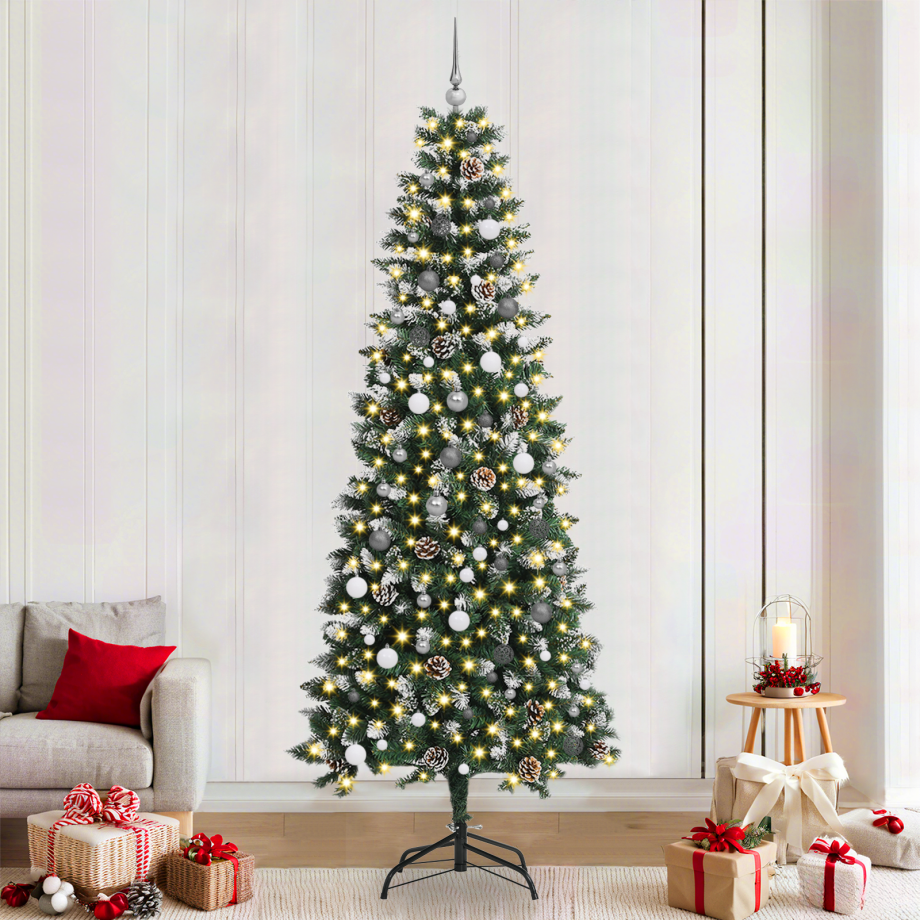 vidaXL Kunstkerstboom met decoratieve touwlichten Groen 240 cm PVC afbeelding 1