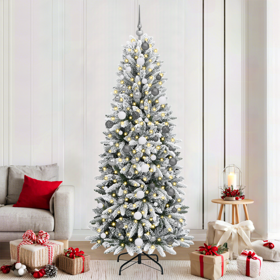 vidaXL Kunstkerstboom met decoratieve touwlichten Wit 210 cm PVC afbeelding 1