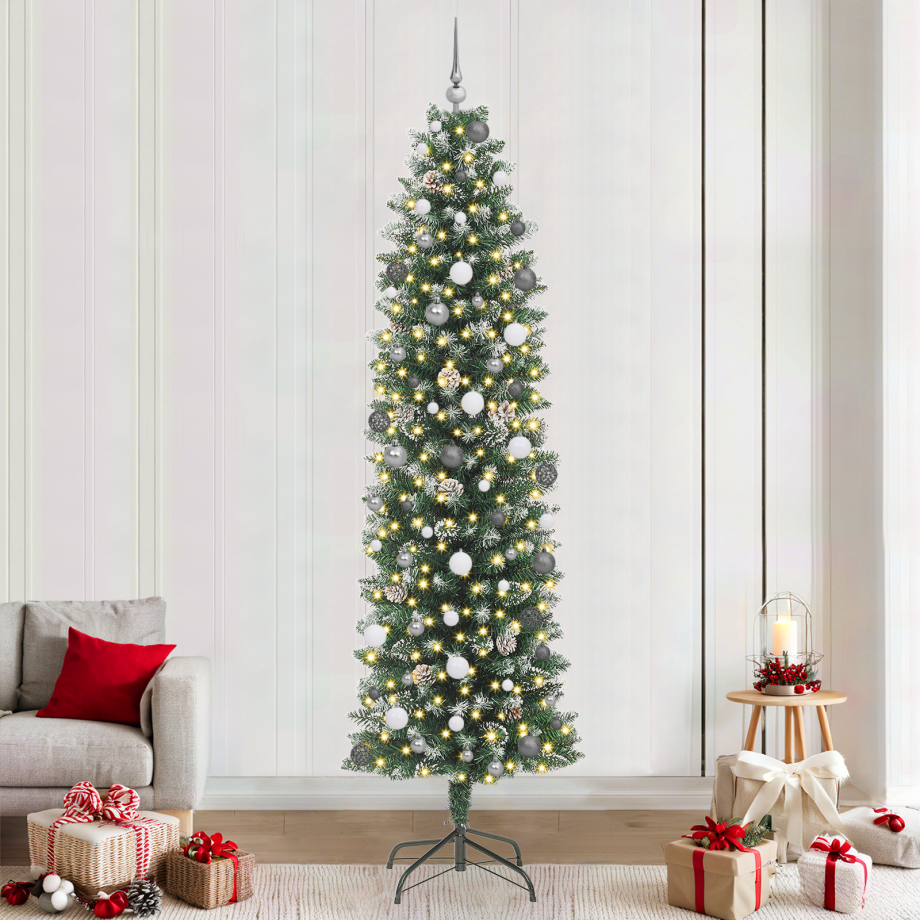 vidaXL Kunstmatige slanke kerstboom Groen 240 cm PVC afbeelding 1