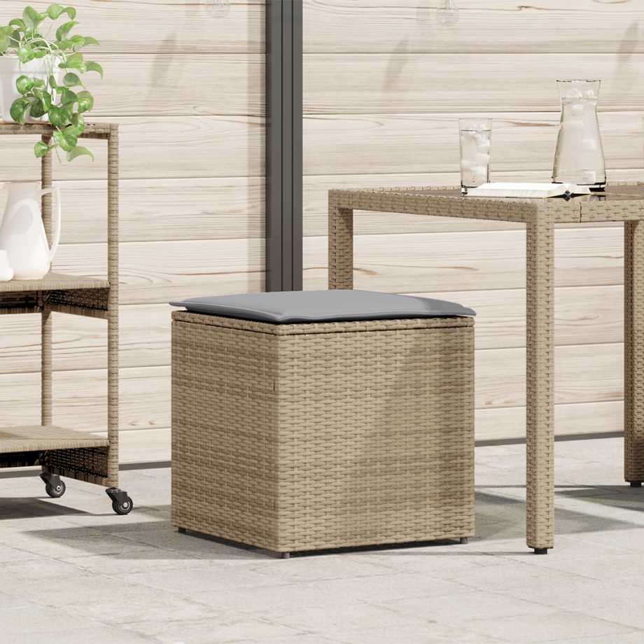 vidaXL Kussenbox Beige 50x50x50 cm Poly Rattan vidaXL Kussenbox Beige 50x50x50 cm Poly Rattan afbeelding 1