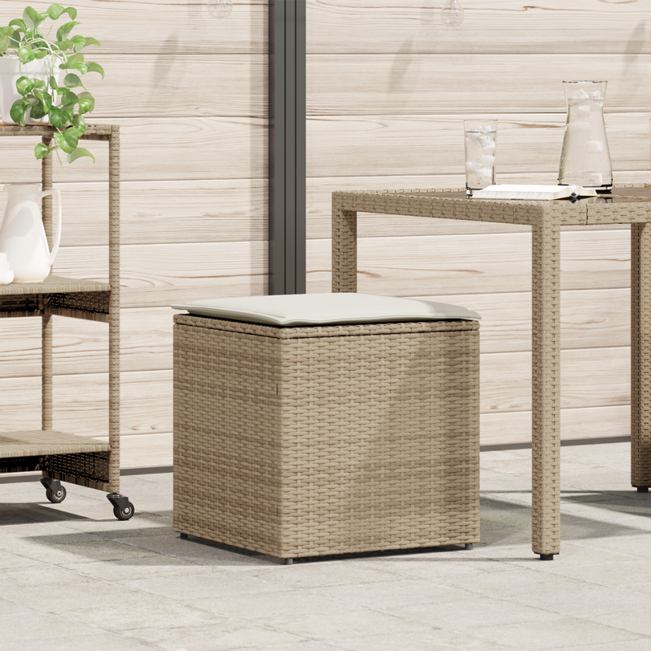 vidaXL Kussenbox Beige 50x50x50 cm van Poly Rattan afbeelding 1