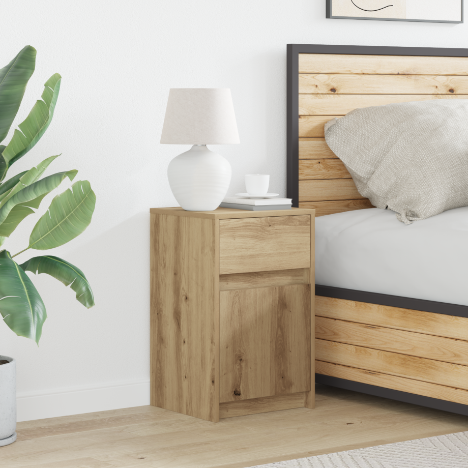 vidaXL LED Bedside Kast artisanaal eikenkleurig 38 x 34 x 61 cm vidaXL LED Bedside Kast artisanaal eikenkleurig 38 x 34 x 61 cm afbeelding 1
