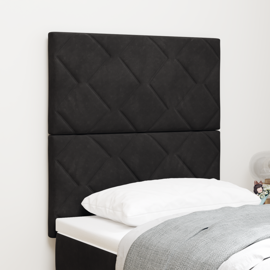 vidaXL LED Hoofdbord Diamond Blocks Zwart 80 cm van Fluweel afbeelding 1