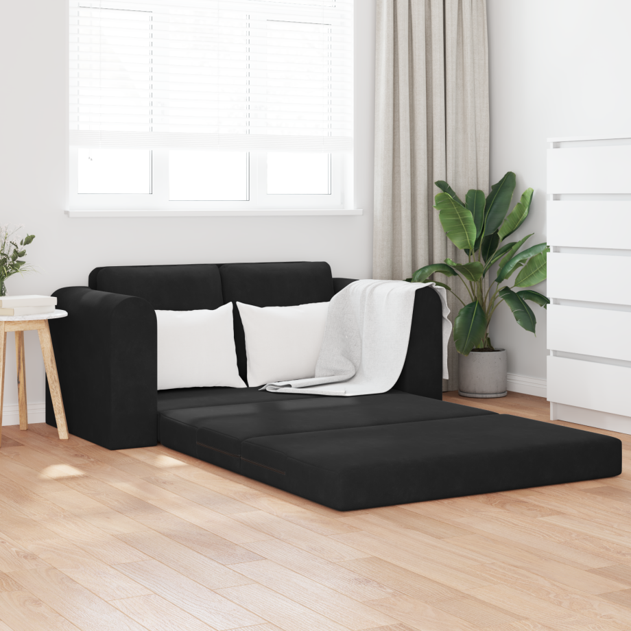 vidaXL Ligbank Sofa Bed 2-in-1 Zwart 148x71x83 cm Fluweel afbeelding 1