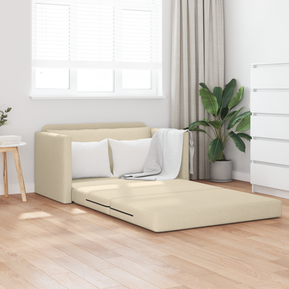 vidaXL Ligbank Sofabed 2-in-1 Crème 124x71x78 cm Stof afbeelding 1