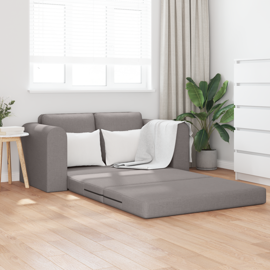 vidaXL ligbed + bank 2-in-1 taupe 148x71x83 cm stof afbeelding 1