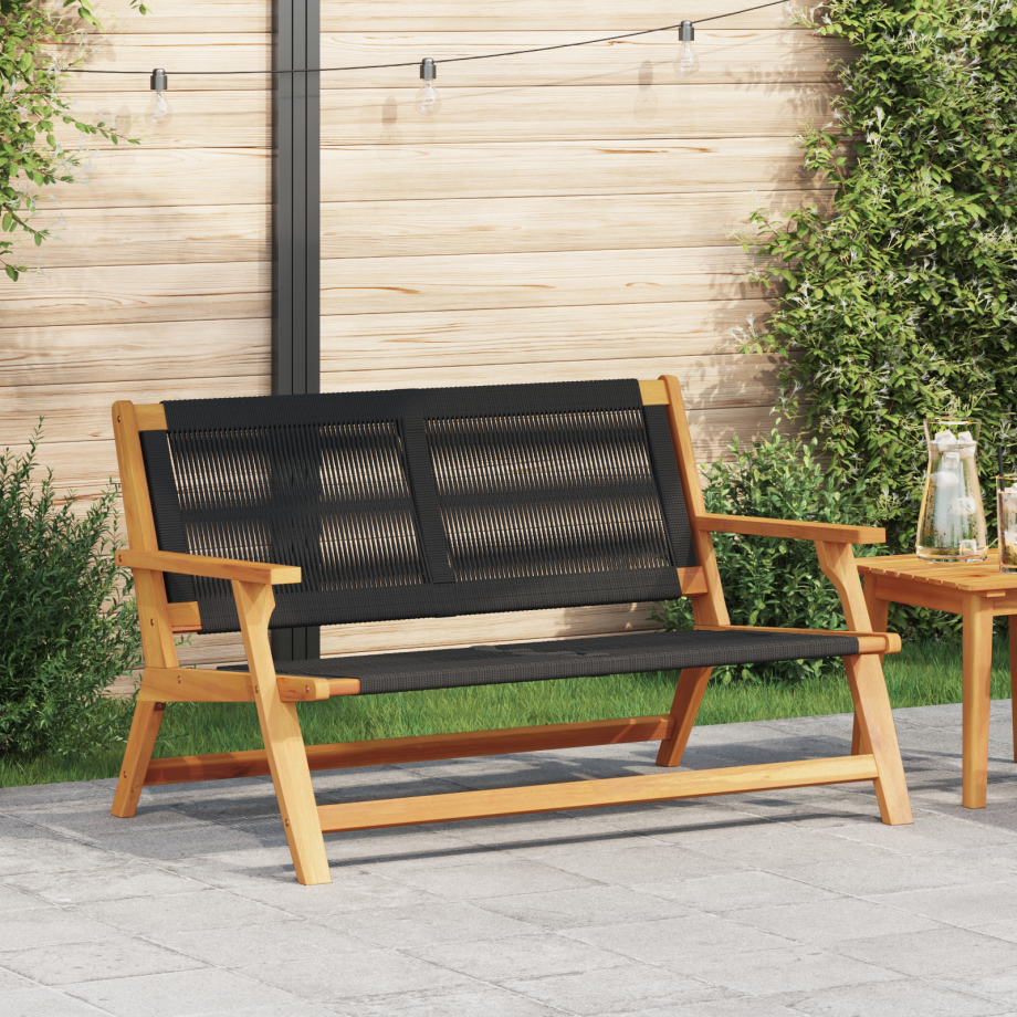 vidaXL Ligbed Zwart 76x122x73 cm Massief Acaciahout afbeelding 1