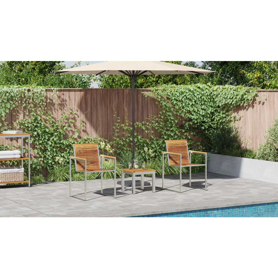 vidaXL Ligstoel 3 pcs Bruin Massief Teakhout vidaXL Ligstoel 3 pcs Bruin Massief Teakhout afbeelding 1