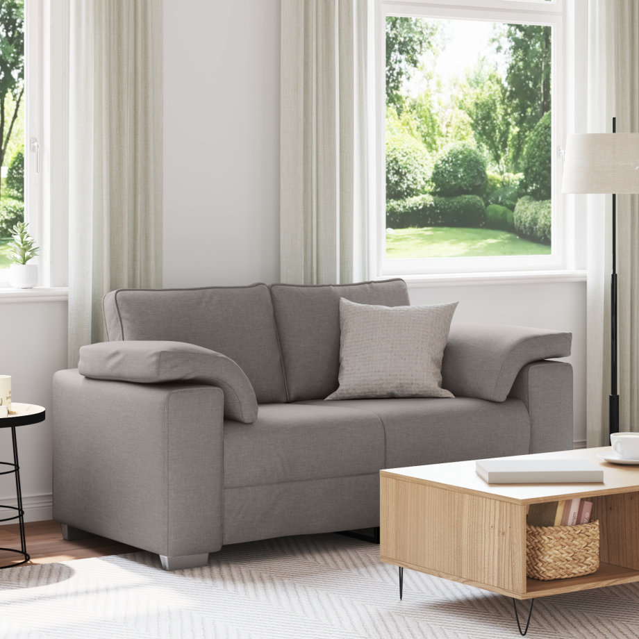 vidaXL Loveseat Taupe 160 x 77 x 82 cm Stof afbeelding 1