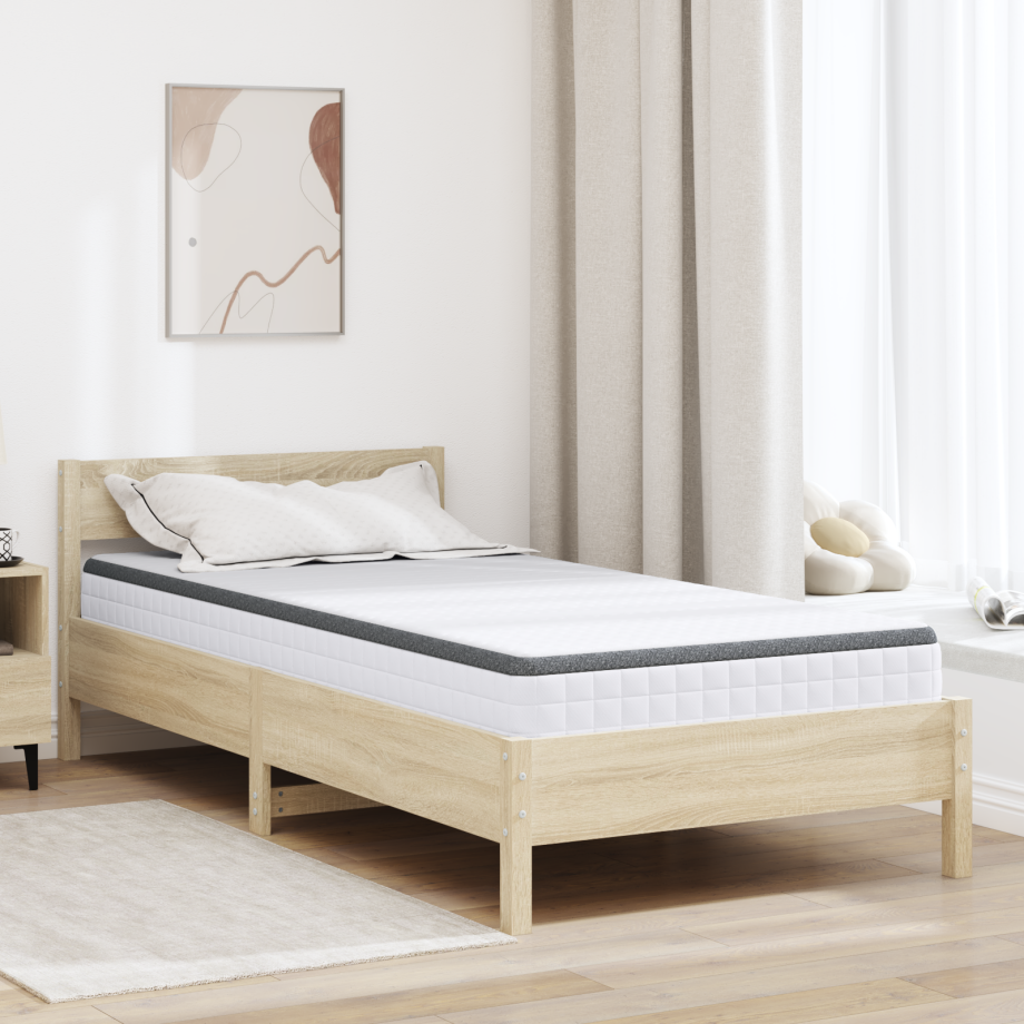vidaXL Matrassen Wit, Grijs 90 x 190 cm Gebreide stof afbeelding 1
