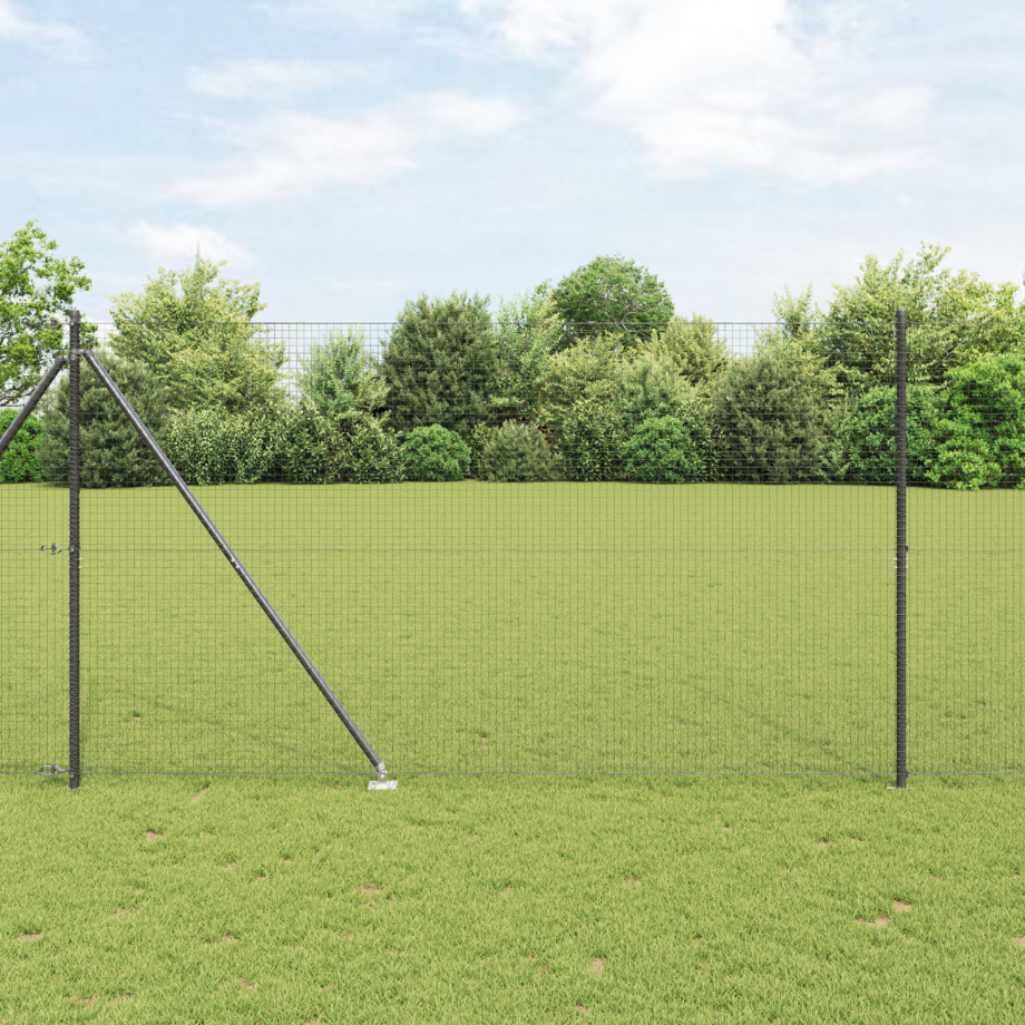 vidaXL metalen hekpaalset Set van 2 Grijs Metaal, kunststof 10 x 1.5 m afbeelding 1