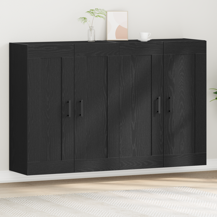 vidaXL Muurgemonteerde Kasten 2 stuks Zwart Eiken Bewerkt Hout afbeelding 1
