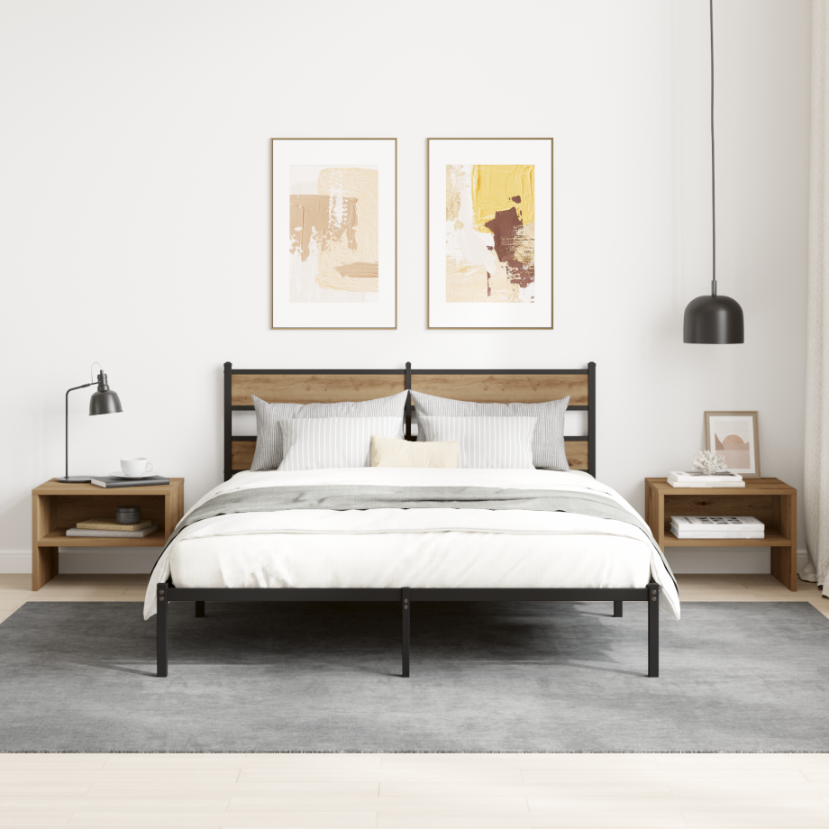 vidaXL Nachtkastje 2 pcs artisanaal eikenkleurig 40 x 40 x 30 cm afbeelding 1