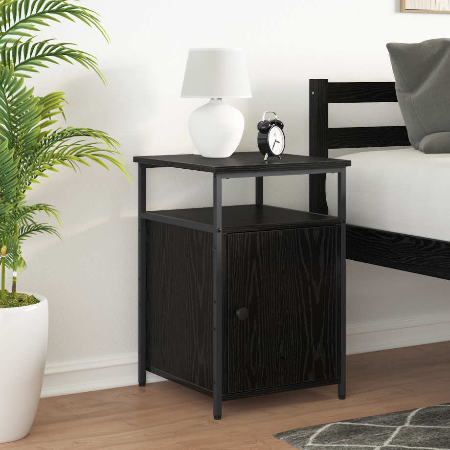 vidaXL Nachtkastje 2 pcs Zwart eiken Bewerkt hout afbeelding 1