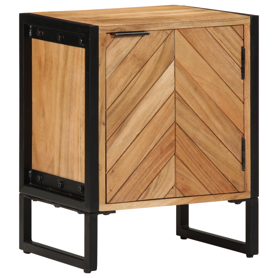 vidaXL Nachtkastje Bruin 40 x 30 x 50 cm Massief acaciahout en metaal afbeelding 1