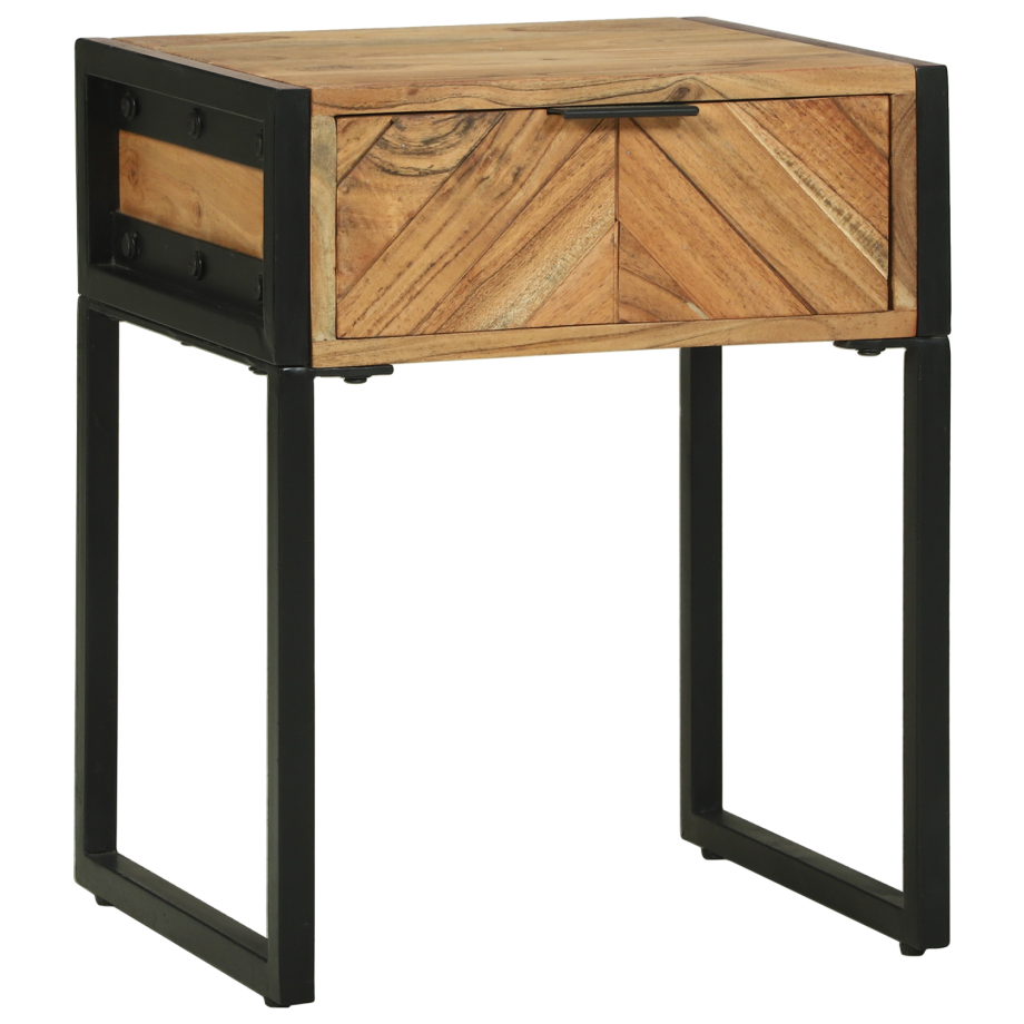 vidaXL Nachtkastje Bruin 40 x 35 x 50 cm Massief acaciahout en metaal vidaXL Nachtkastje Bruin 40 x 35 x 50 cm Massief acaciahout en metaal afbeelding 1