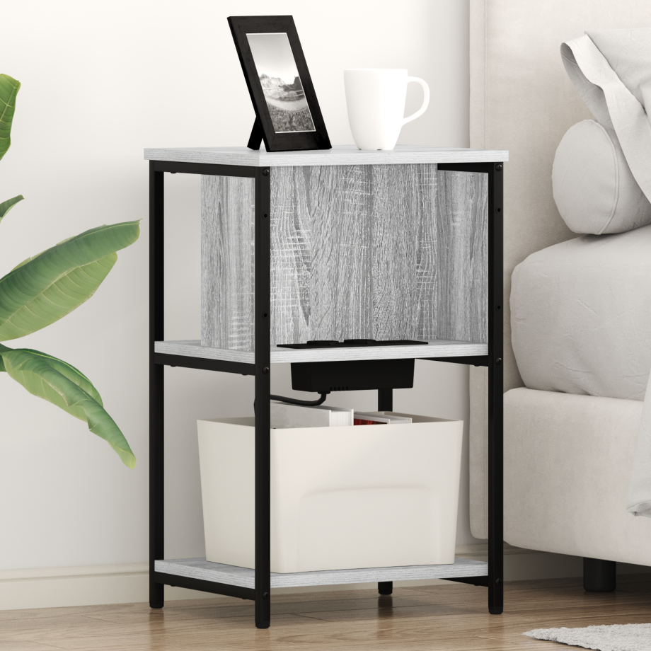 vidaXL Nachtkastje Grijs Sonoma 38 x 31 x 61 cm Bewerkt hout afbeelding 1