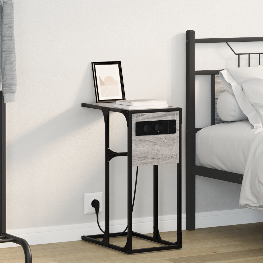 vidaXL Nachtkastje Grijs sonoma 41.5 x 26 x 60.5 cm Bewerkt hout afbeelding 1