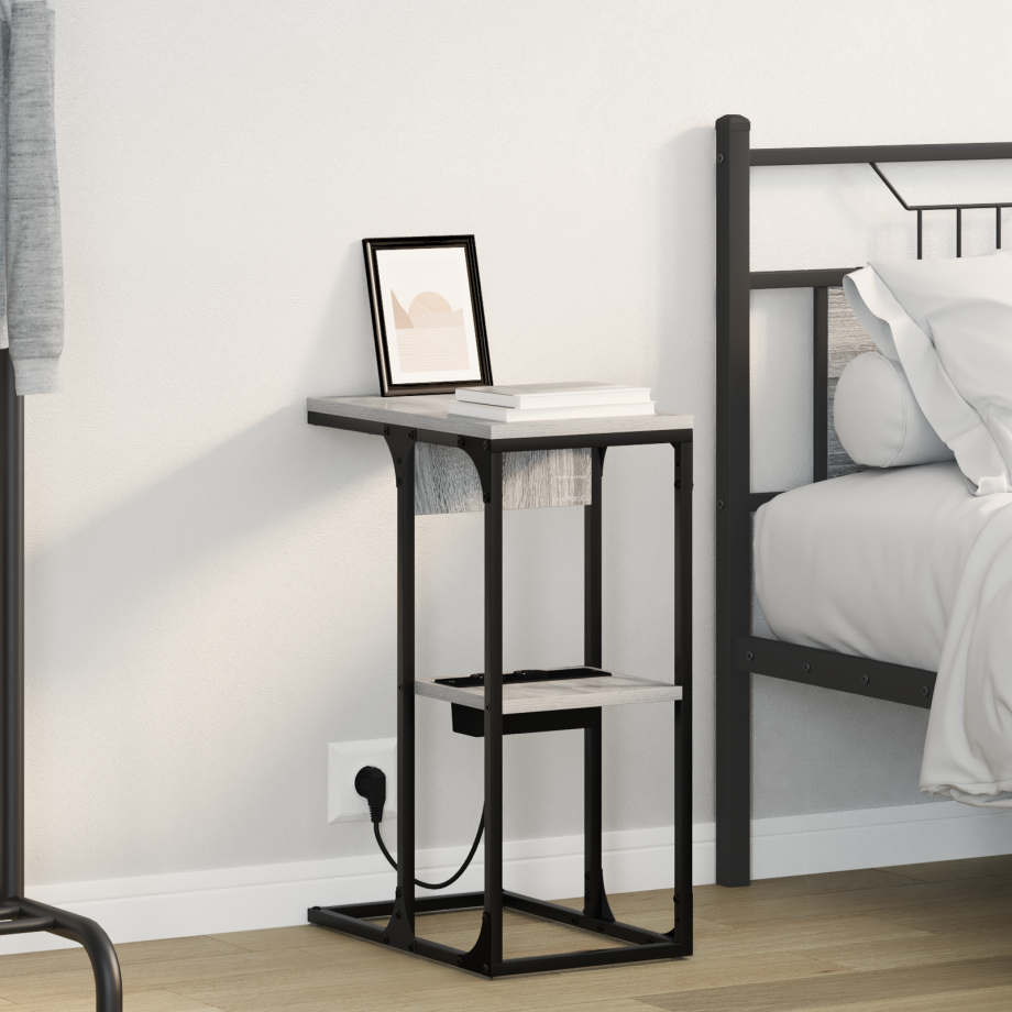 vidaXL Nachtkastje Grijs sonoma 41.5 x 26 x 60.5 cm Bewerkt hout afbeelding 1