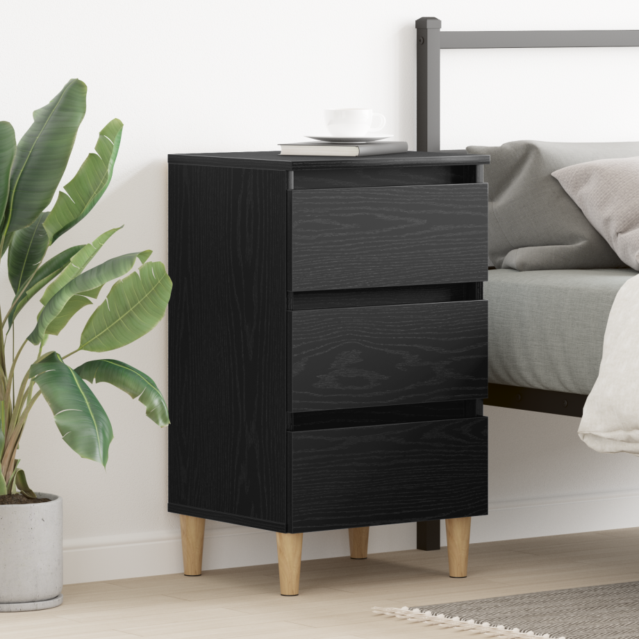 vidaXL Nachtkastje met lade Zwart Eiken 40 x 35 x 69 cm Bewerkt hout vidaXL Nachtkastje met lade Zwart Eiken 40 x 35 x 69 cm Bewerkt hout afbeelding 1