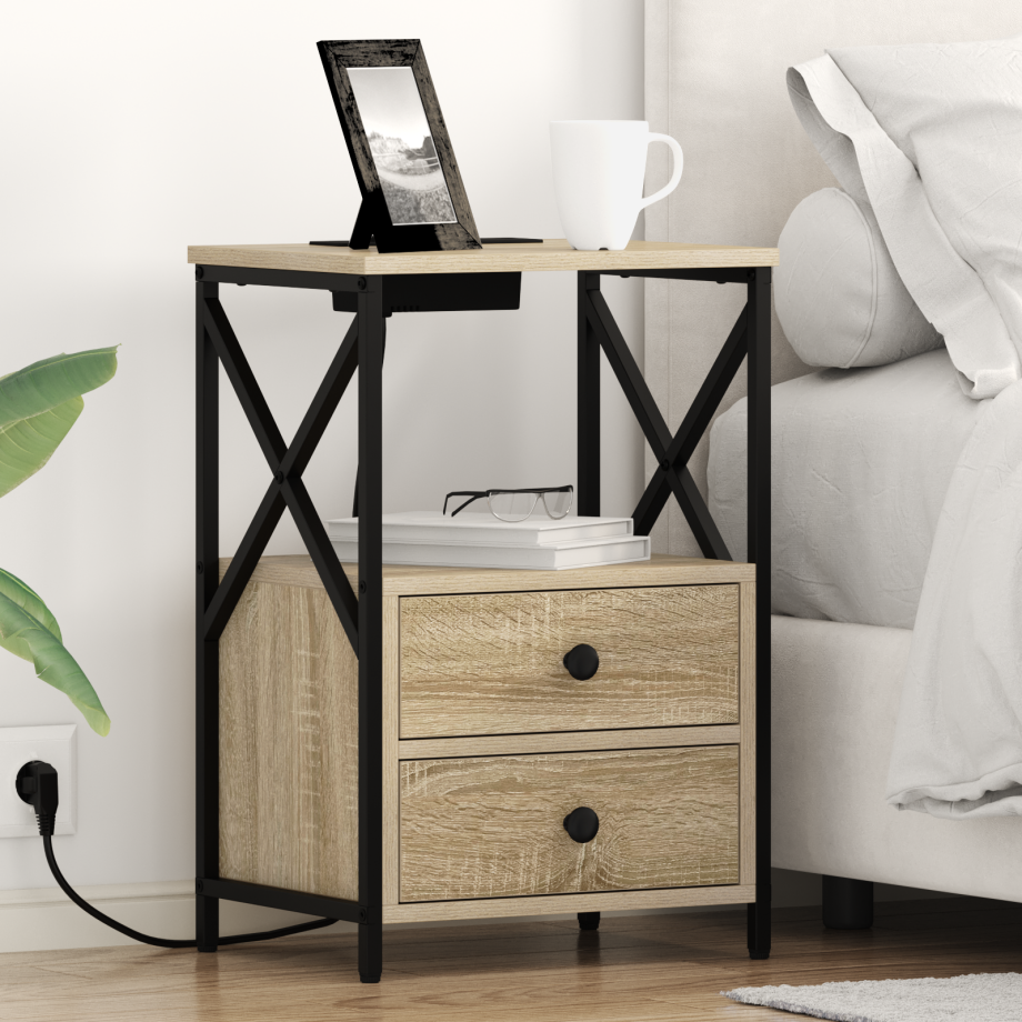 vidaXL Nachtkastje 2 pcs Sonoma Eiken 40 x 31 x 60 cm Bewerkt hout vidaXL Nachtkastje 2 pcs Sonoma Eiken 40 x 31 x 60 cm Bewerkt hout afbeelding 1