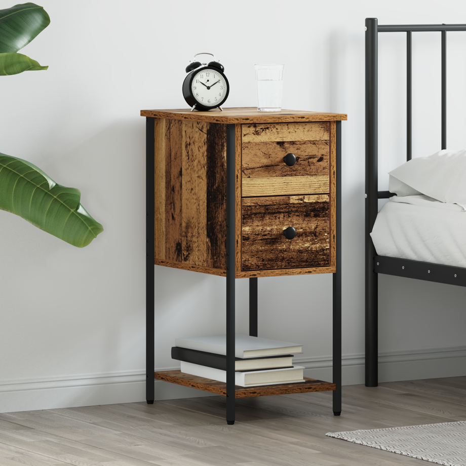 vidaXL Nachtkastje Oud hout 32 x 42 x 70 cm Ijzer en spaanderplaat afbeelding 1