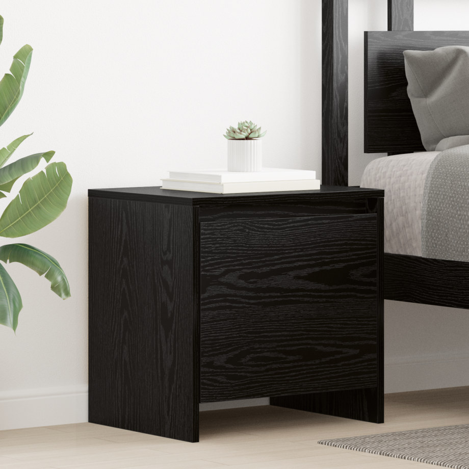 vidaXL Nachtkastje Zwart eiken 45 x 34 x 44.5 cm Bewerkt hout afbeelding 1