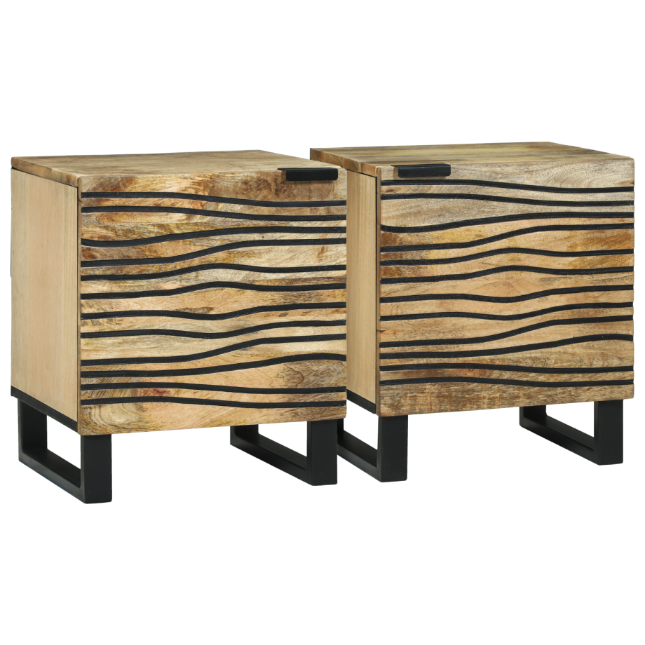 vidaXL Nachtkastjes 2 stuks 40x33,5x46 cm Massief Mango Hout afbeelding 1