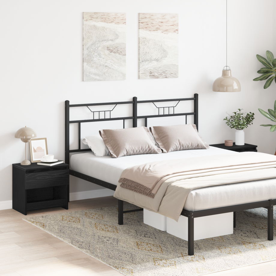 vidaXL Nachtkastje 2 pcs Zwart Eiken 40 x 30 x 39 cm Bewerkt hout vidaXL Nachtkastje 2 pcs Zwart Eiken 40 x 30 x 39 cm Bewerkt hout afbeelding 1