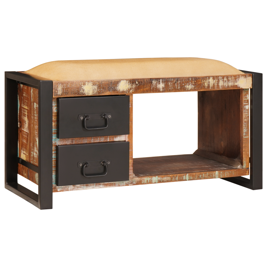 vidaXL Opbergbank Kleurig 80x35x40 cm Massief Gerecycled Hout afbeelding 1