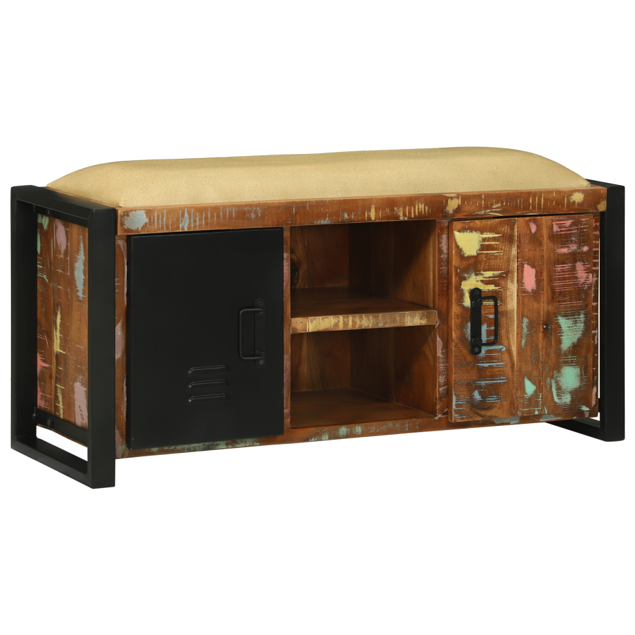 vidaXL Opbergbank Multikleur 100x35x50 cm Massief Gerecycled Hout afbeelding 1