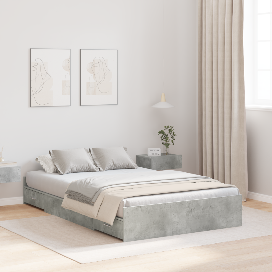 vidaXL Opbergbedframe met lade Beton Grijs 120 x 200 cm Bewerkt hout vidaXL Opbergbedframe met lade Beton Grijs 120 x 200 cm Bewerkt hout afbeelding 1