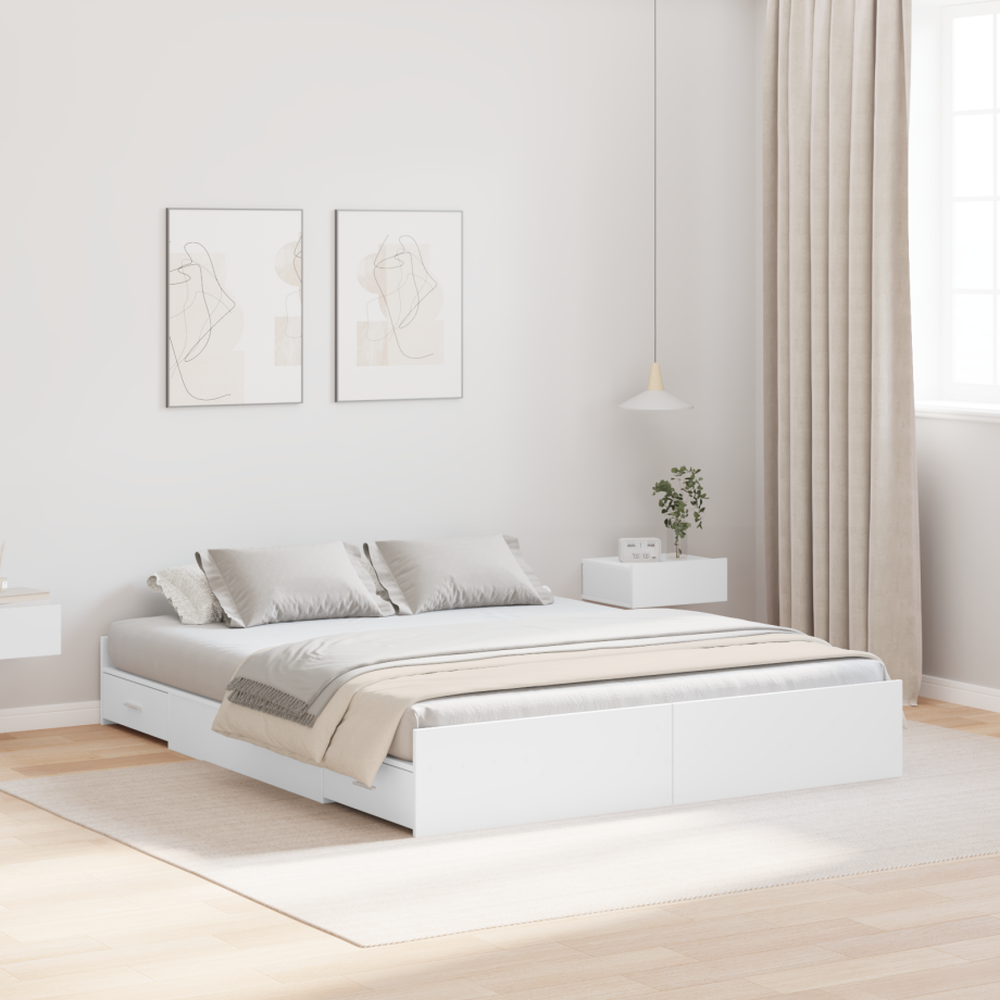 vidaXL Opbergbedframe met hoofdeinde Wit 140 x 190 cm Bewerkt hout vidaXL Opbergbedframe met hoofdeinde Wit 140 x 190 cm Bewerkt hout afbeelding 1