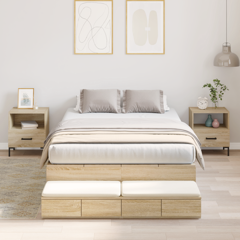 vidaXL Opbergbedframe met lade Sonoma Eiken 120 cm Bewerkt hout vidaXL Opbergbedframe met lade Sonoma Eiken 120 cm Bewerkt hout afbeelding 1