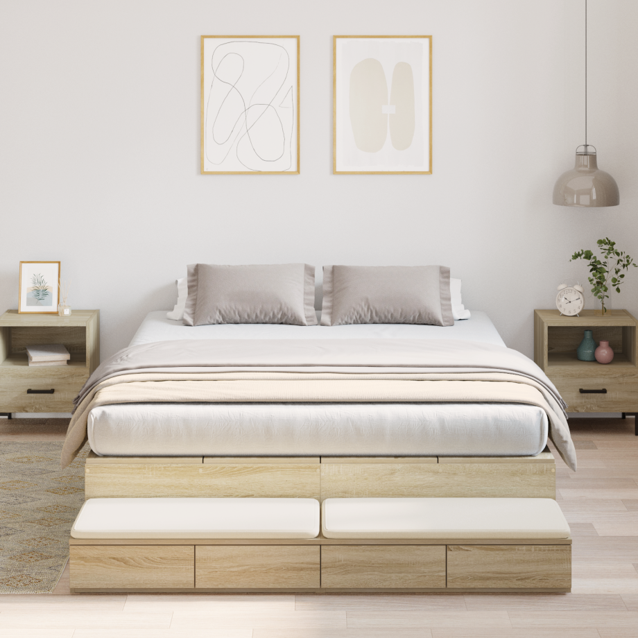 vidaXL Opbergbedframe met lade Sonoma Eiken 140 cm Bewerkt hout vidaXL Opbergbedframe met lade Sonoma Eiken 140 cm Bewerkt hout afbeelding 1
