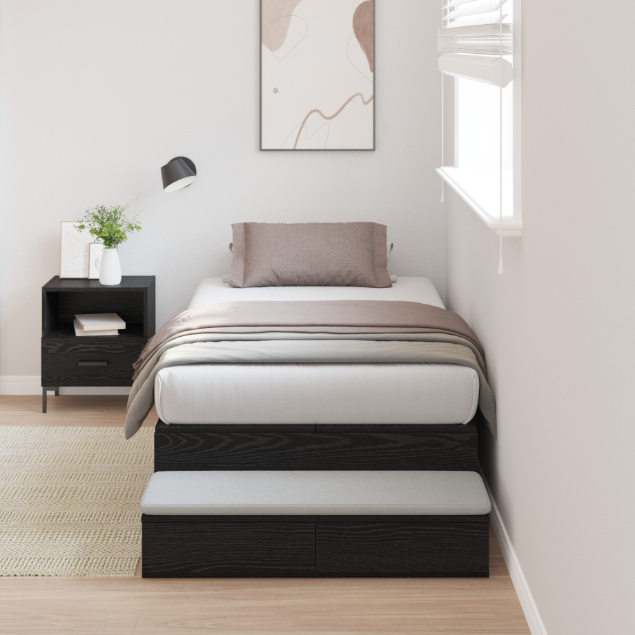 vidaXL Opbergbedframe Zwart Eiken 90x200 cm afbeelding 1