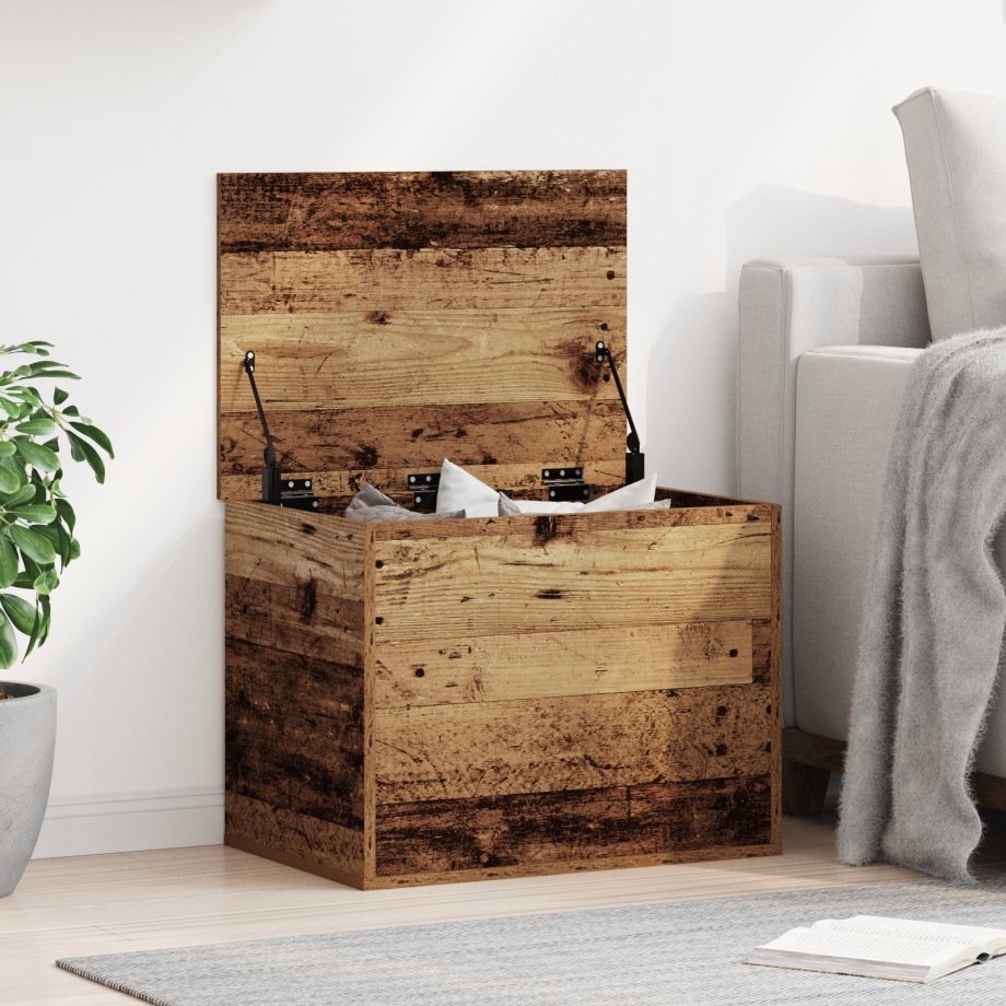 vidaXL Opslagdoos met opslag Oud hout 60 x 42 x 46 cm Bewerkt hout afbeelding 1