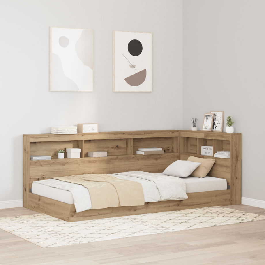 vidaXL Opberghoofdbord artisanaal eikenkleurig 100 cm Bewerkt hout vidaXL Opberghoofdbord artisanaal eikenkleurig 100 cm Bewerkt hout afbeelding 1