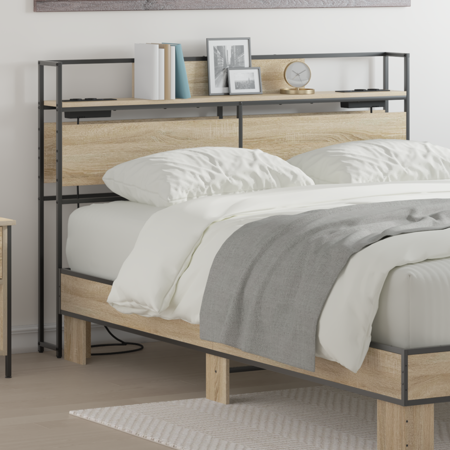 vidaXL Opberghoofdbord met hoofdeinde met opslag Sonoma eiken 120 cm Bewerkt hout vidaXL Opberghoofdbord met hoofdeinde met opslag Sonoma eiken 120 cm Bewerkt hout afbeelding 1