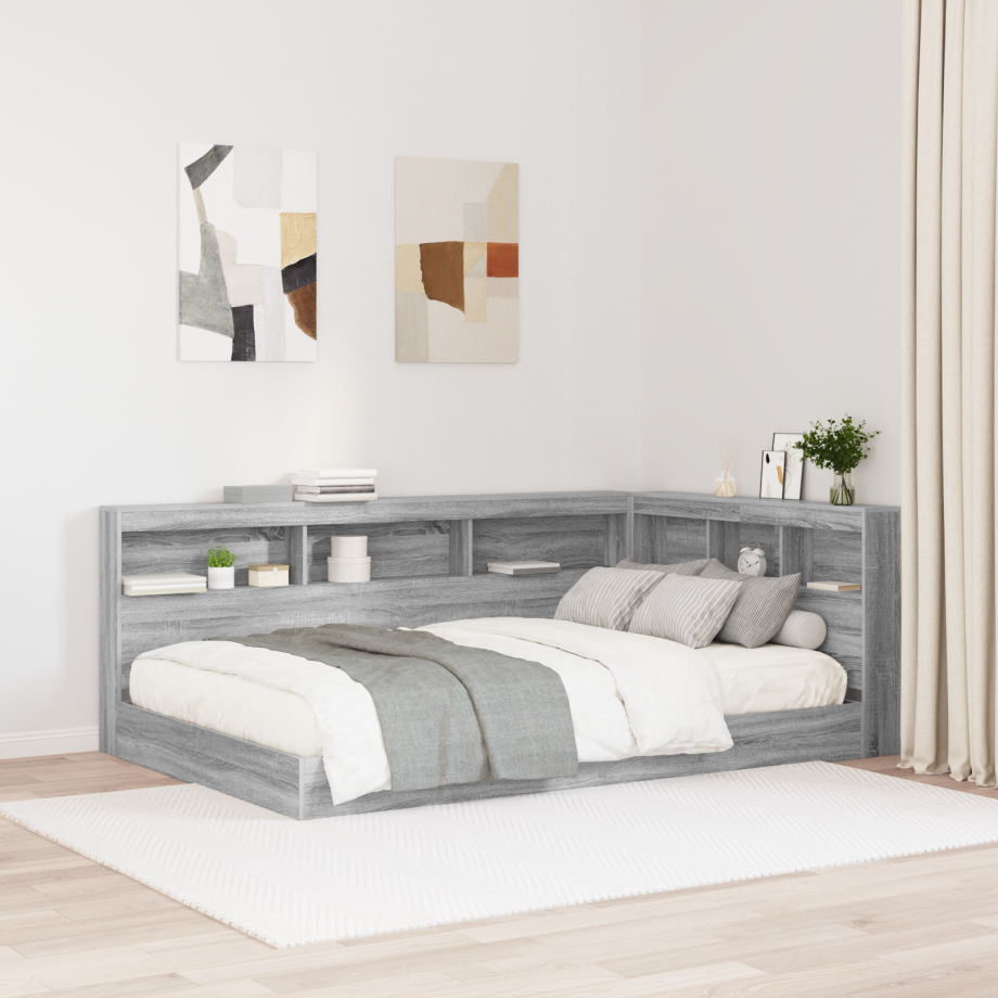 vidaXL Opberghoofdbord met plank Grijs Sonoma 120 cm Bewerkt hout afbeelding 1