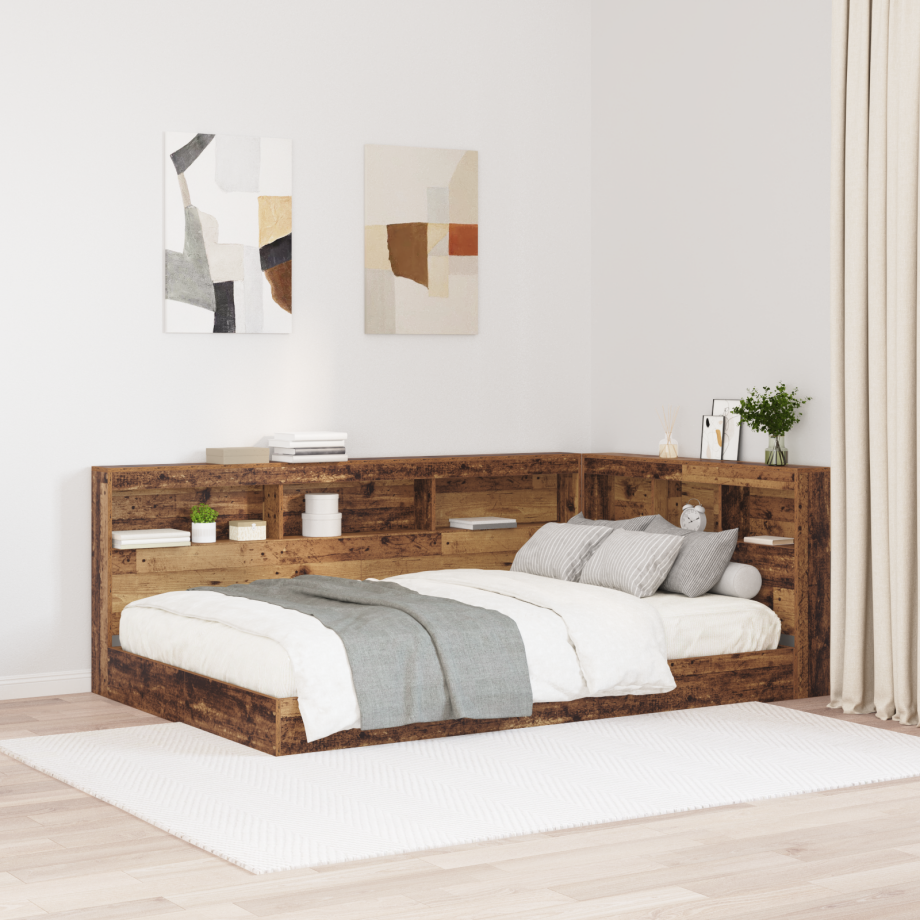 vidaXL Opberghoofdbord met plank Oud Hout 120 cm Bewerkt hout afbeelding 1