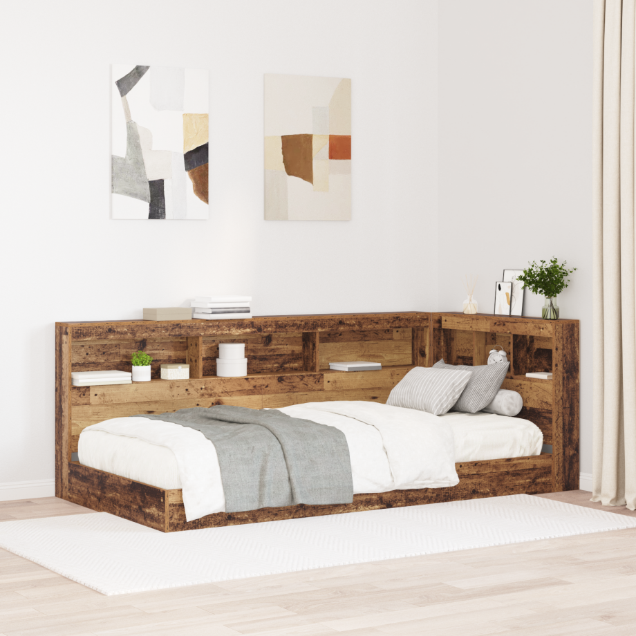 vidaXL Opberghoofdbord met plank Oud Hout 75 cm Bewerkt hout afbeelding 1